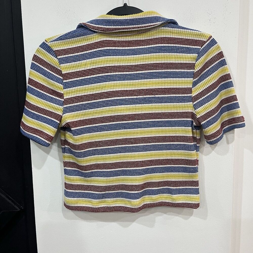 Zara Multicolor Striped Collared Knit Crop Top Size Small Retro Kidcore - Picture 5 of 5